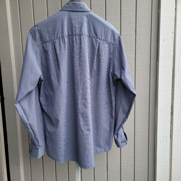 CK | TALL 16.5 36/37 Cotton EUC Men's Dress Shirt | Calvin Klein blue stripes - Picture 8 of 12